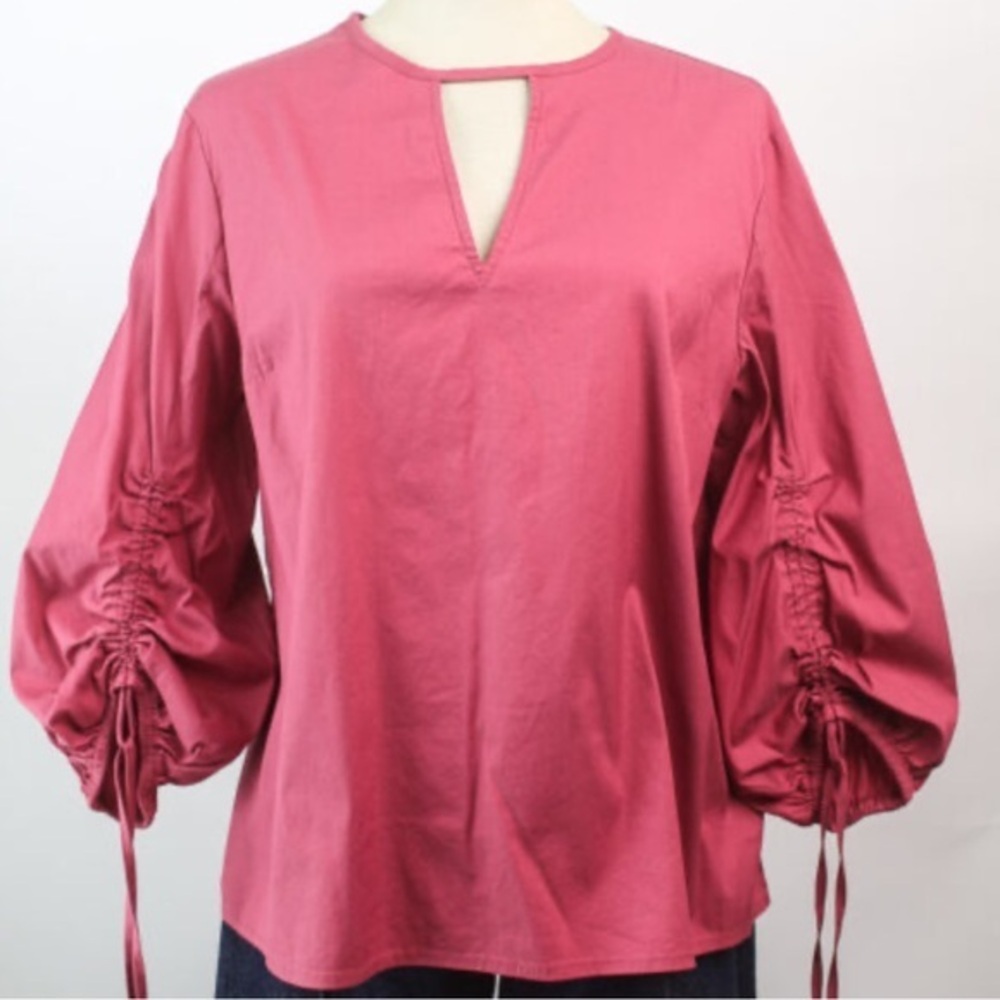 Express Pink Ruched Puff Sleeve Blouse Size S